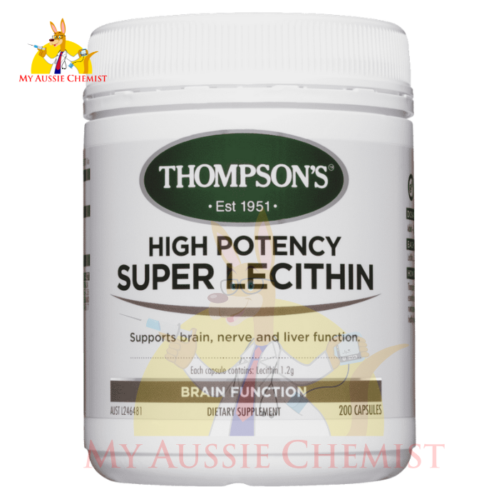 Thompson's High Potency Super Lecithin 200 Capsules Brain Function Tho MyAussieChemist