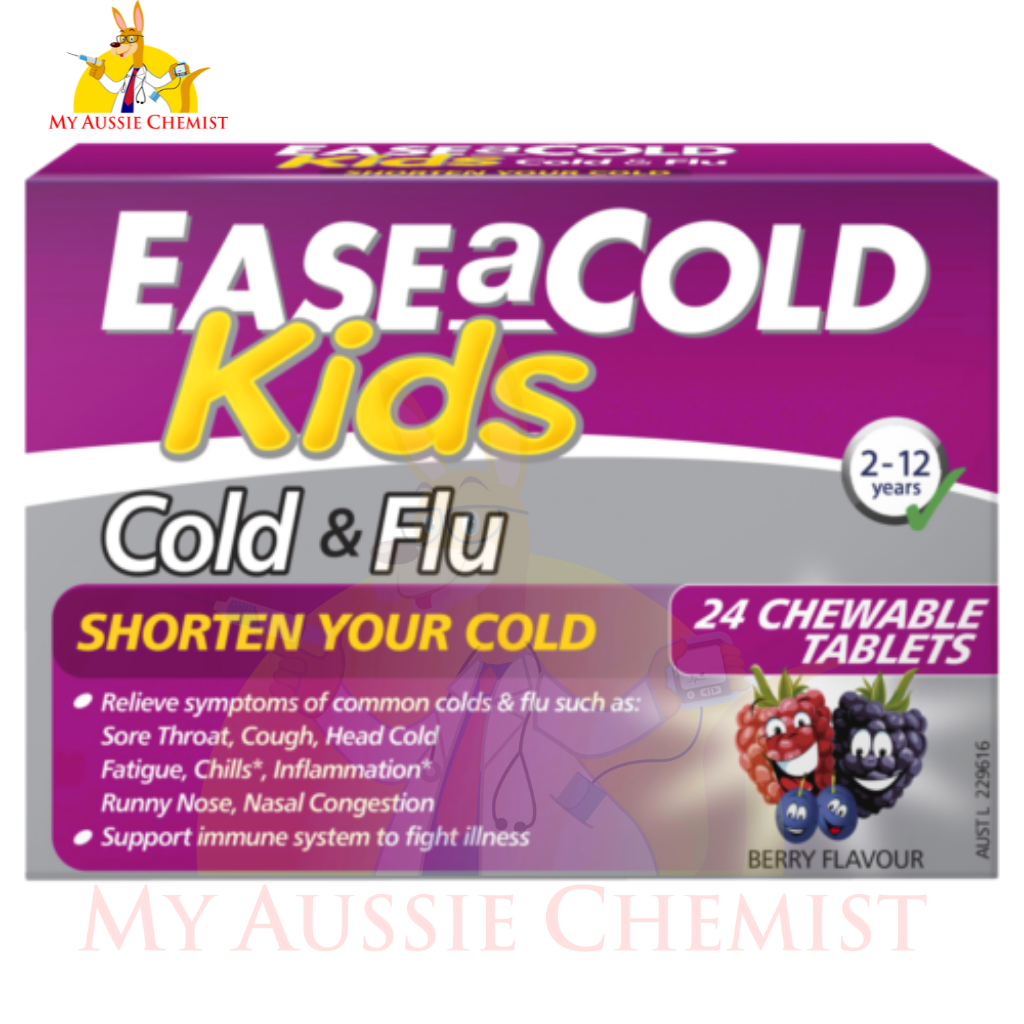 EASEaCOLD Kids Cold & Flu 24 Chewable Tablets - Berry Flavour