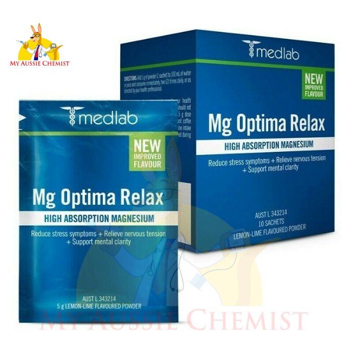 Medlab Mg Optima Relax 5g x 10 Sachets Supports Natural Metabolic Pathways