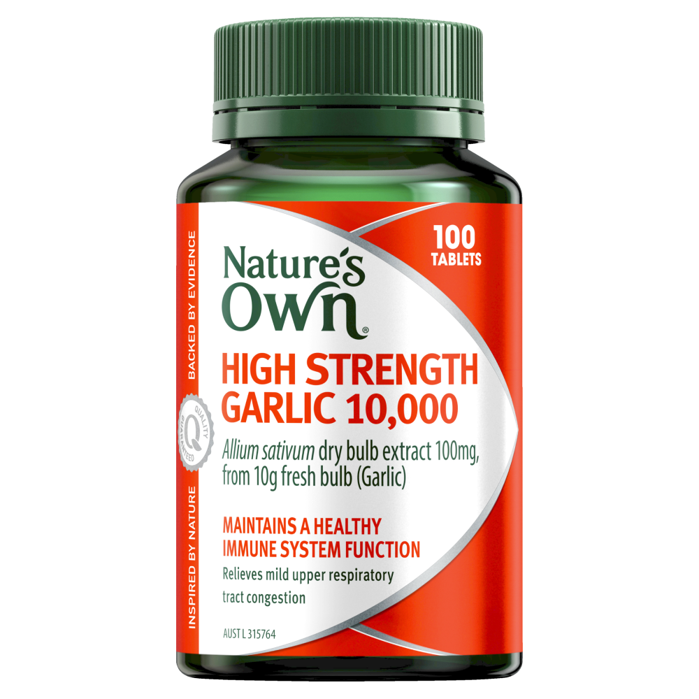 Nature's Own High Strength Garlic 10000mg 100 Tablets Immune Health Natures