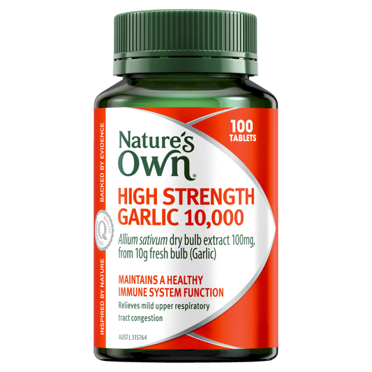 Nature's Own High Strength Garlic 10000mg 100 Tablets Immune Health Natures