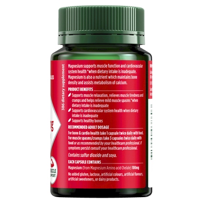 Nature's Own Magnesium Chelate 500mg 75 Capsules Muscle Function Health Natures