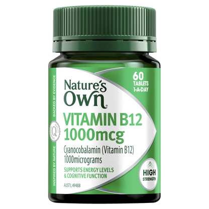Nature's Own Vitamin B12 1000mcg 60 Tablets Energy High Strength Vegan Natures