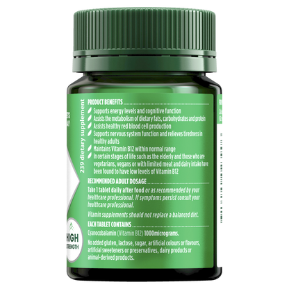 Nature's Own Vitamin B12 1000mcg 60 Tablets Energy High Strength Vegan Natures