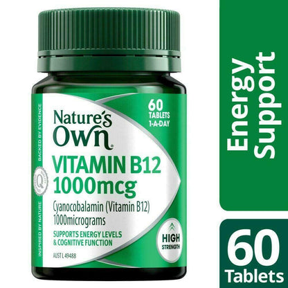 Nature's Own Vitamin B12 1000mcg 60 Tablets Energy High Strength Vegan Natures