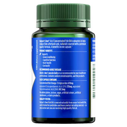 Nature's Own 4 in 1 Concentrated Fish Oil 60 Capsules Brain, Eye & Heart Health