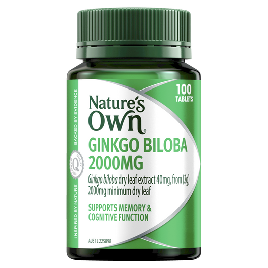 Nature's Own Ginkgo Biloba 2000mg 100 Tablets Memory Cognitive Function Natures