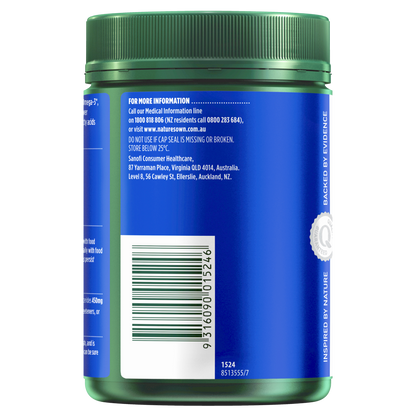 Nature's Own Odourless Fish Oil 1500mg 200 Capsules Omega-3 Brain Heart Health