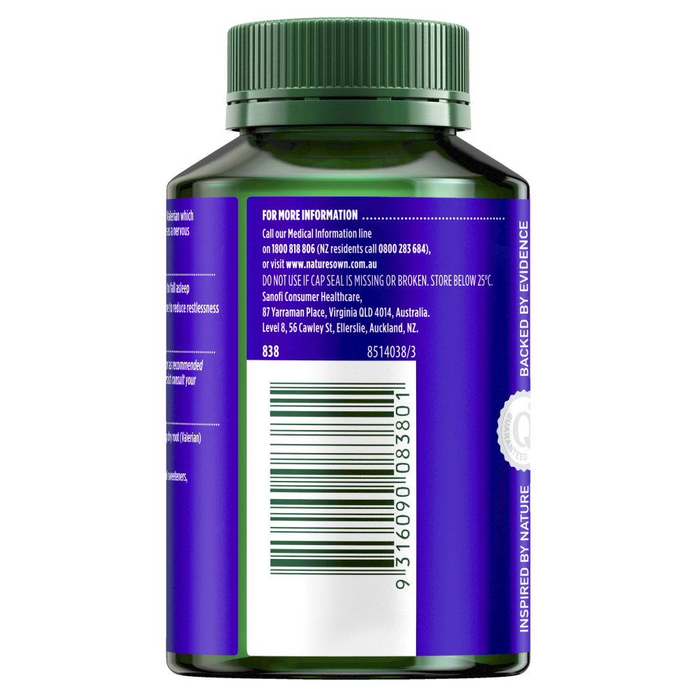 Nature's Own Valerian Forte 2000mg 60 Capsules Relieves Sleeplessness Natures
