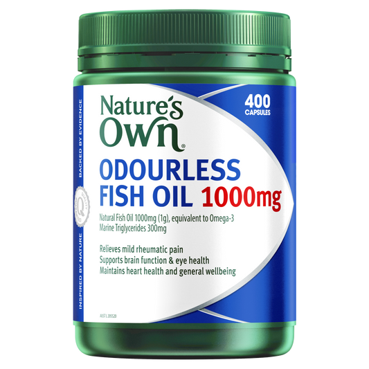 Nature's Own Odourless Fish Oil 1000mg 400 Capsules Omega-3 1g Natures Own