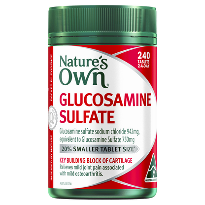 Nature's Own Glucosamine Sulfate 240 Tablets Mild Osteoarthritis Relief Joints