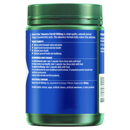 Nature's Own Odourless Fish Oil 1000mg 400 Capsules Omega-3 1g Natures Own