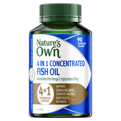 Nature's Own 4 in 1 Concentrated Fish Oil 90 Capsules Brain, Eye & Heart Health