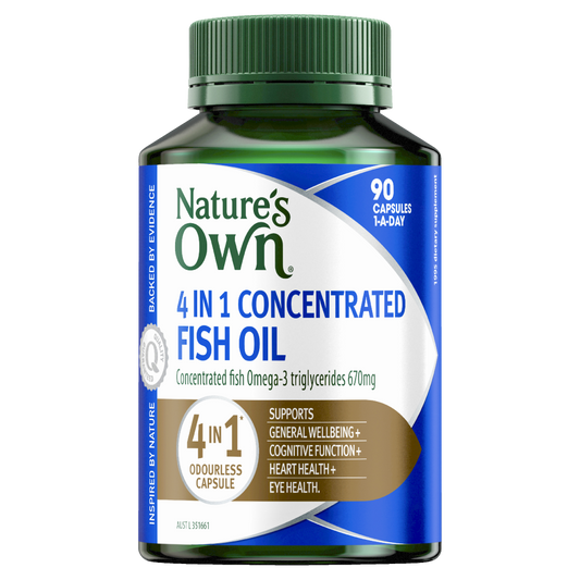 Nature's Own 4 in 1 Concentrated Fish Oil 90 Capsules Brain, Eye & Heart Health