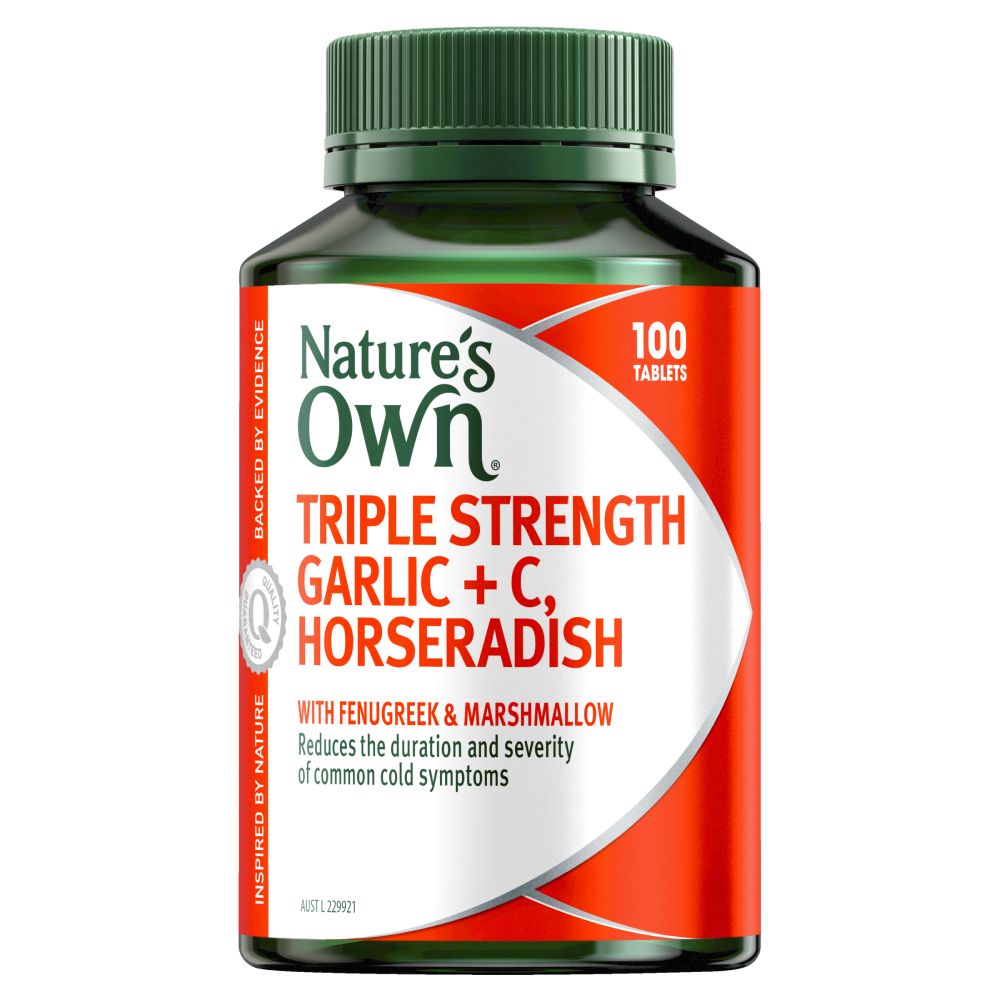 Nature's Own Triple Strength Garlic + C, Horseradish 100 Tablets Vitamin Natures