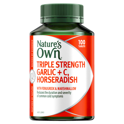 Nature's Own Triple Strength Garlic + C, Horseradish 100 Tablets Vitamin Natures