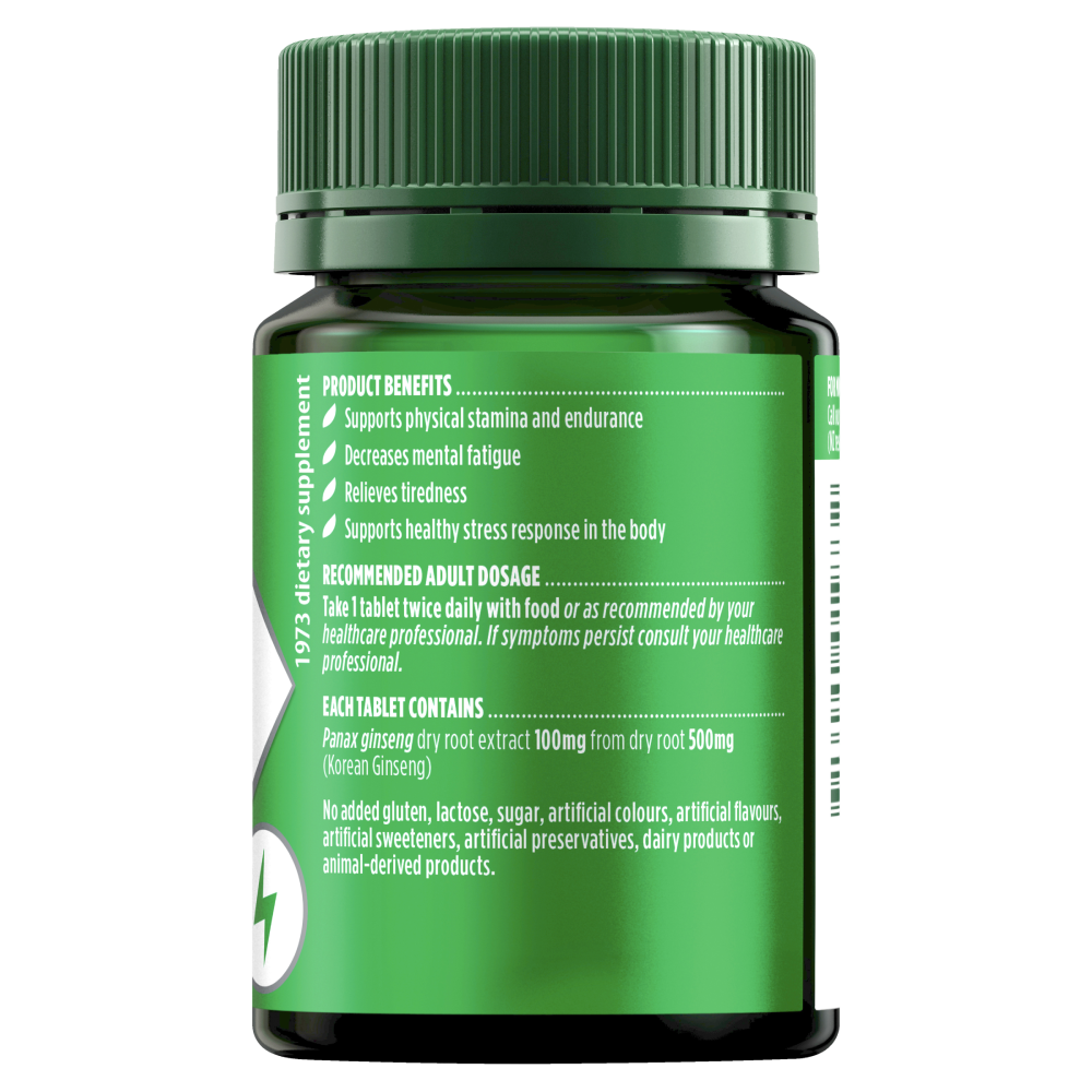 Nature's Own Korean Ginseng 500mg 60 Tablets Healthy Stress Response Natures