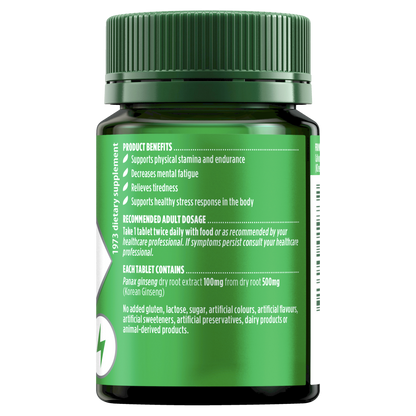 Nature's Own Korean Ginseng 500mg 60 Tablets Healthy Stress Response Natures