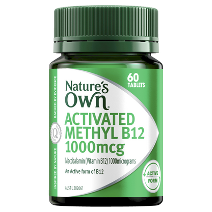 Nature's Own Activated Methyl B12 1000mcg 60 Tablets Vitamin B12 Vegan Natures