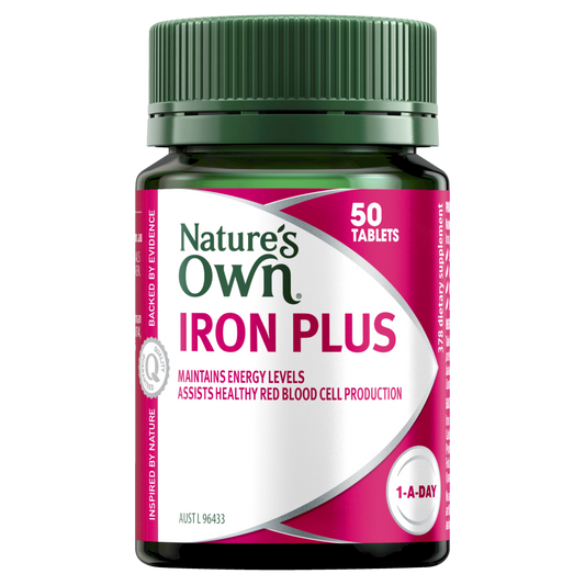Nature's Own Iron Plus 50 Tablets with B6 & B12 Maintains Energy Levels Natures