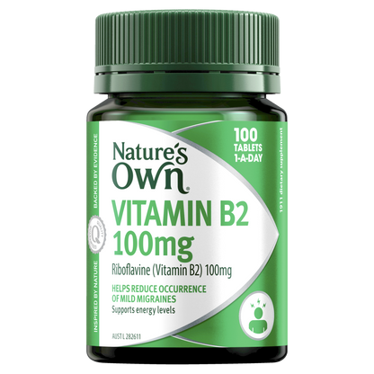 Nature's Own Vitamin B2 100mg 100 Tablets Mild Migraine Relief Vegan Natures
