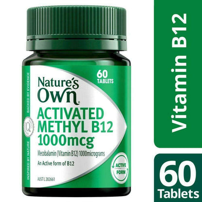 Nature's Own Activated Methyl B12 1000mcg 60 Tablets Vitamin B12 Vegan Natures