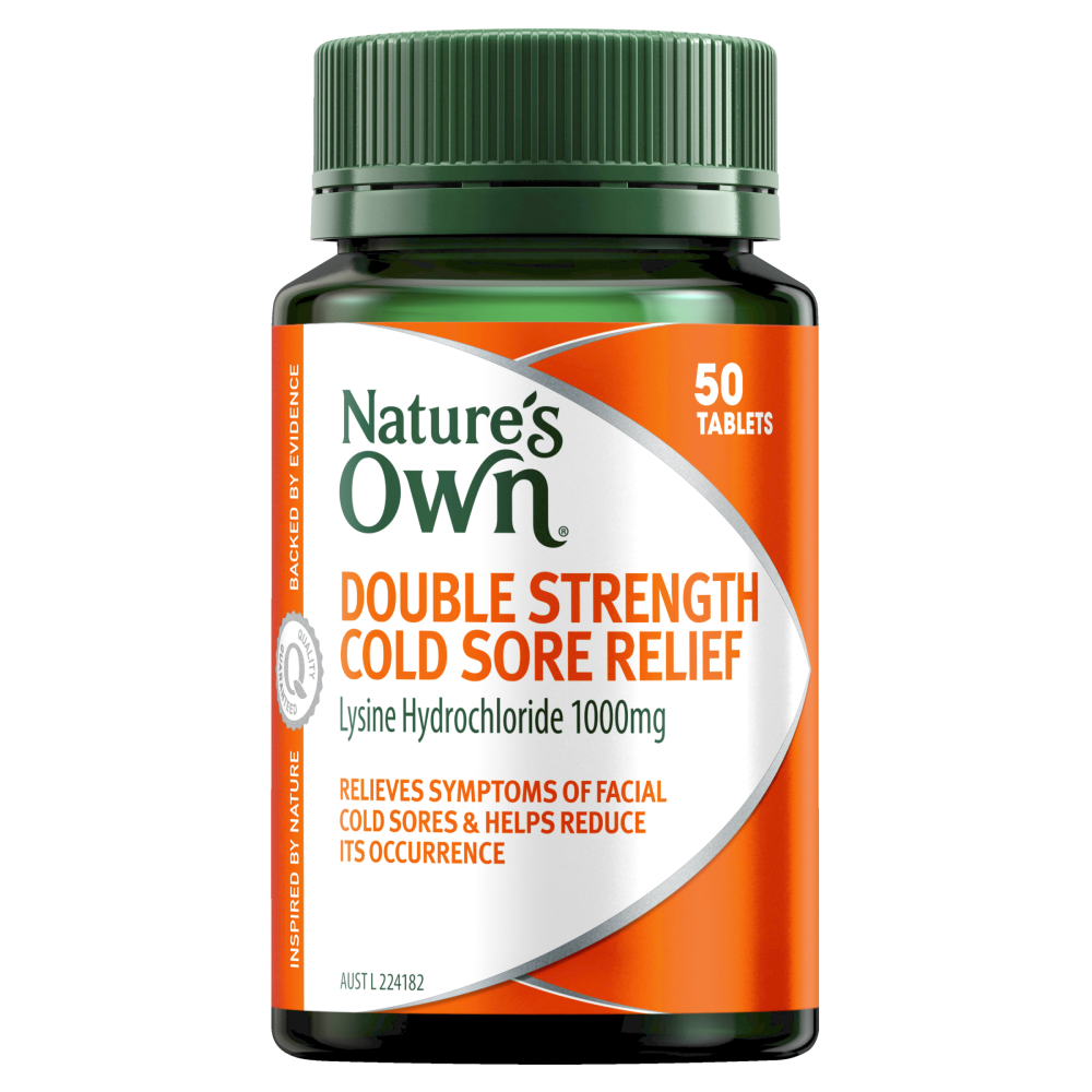 Nature's Own Double Strength Cold Sore Relief 50 Tablets L-Lysine Natures