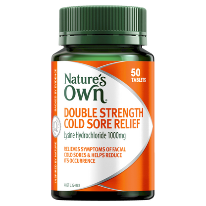 Nature's Own Double Strength Cold Sore Relief 50 Tablets L-Lysine Natures