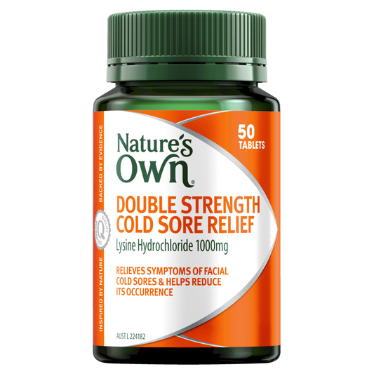 Nature's Own Double Strength Cold Sore Relief 50 Tablets L-Lysine Natures