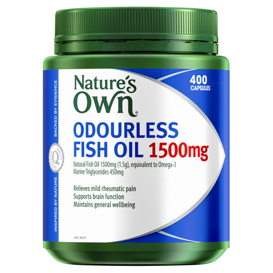 Nature's Own Odourless Fish Oil 1500mg 400 Capsules Omega-3 Brain Heart Health