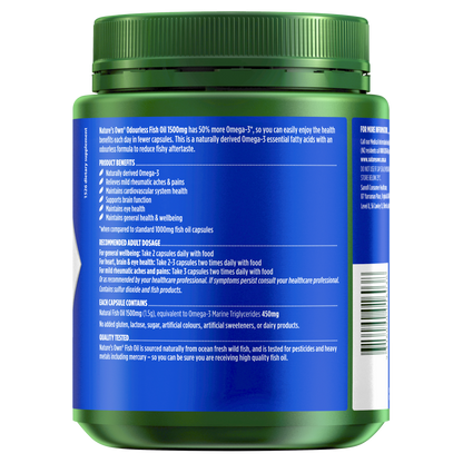 Nature's Own Odourless Fish Oil 1500mg 400 Capsules Omega-3 Brain Heart Health