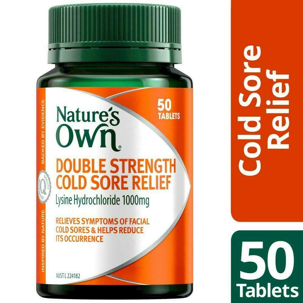 Nature's Own Double Strength Cold Sore Relief 50 Tablets L-Lysine Natures