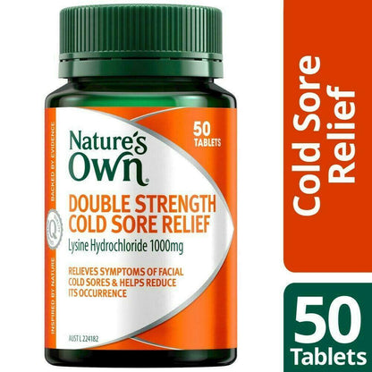 Nature's Own Double Strength Cold Sore Relief 50 Tablets L-Lysine Natures