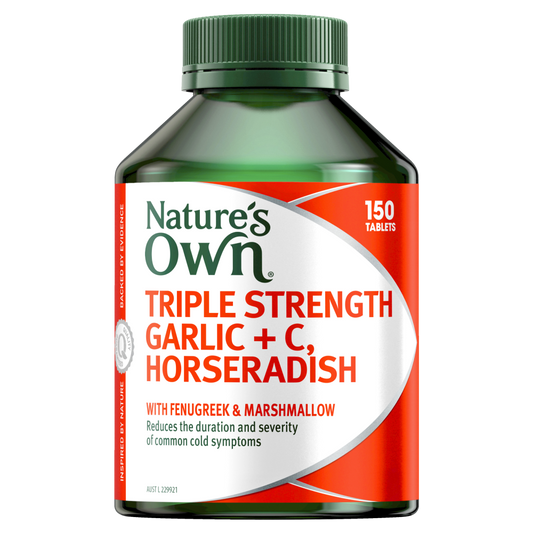 Nature's Own Triple Strength Garlic + C, Horseradish 150 Tablets Vitamin Natures