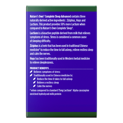 Nature's Own Complete Sleep Advanced 30 Tablets Ziziphus, Hops & Lactium Natures