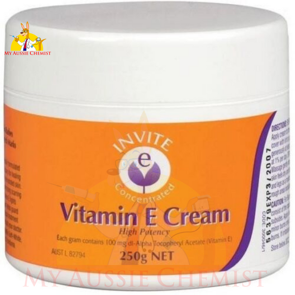 Invite Vitamin E Cream 250g Jar High Potency Antioxidant Dry Scaly Ski