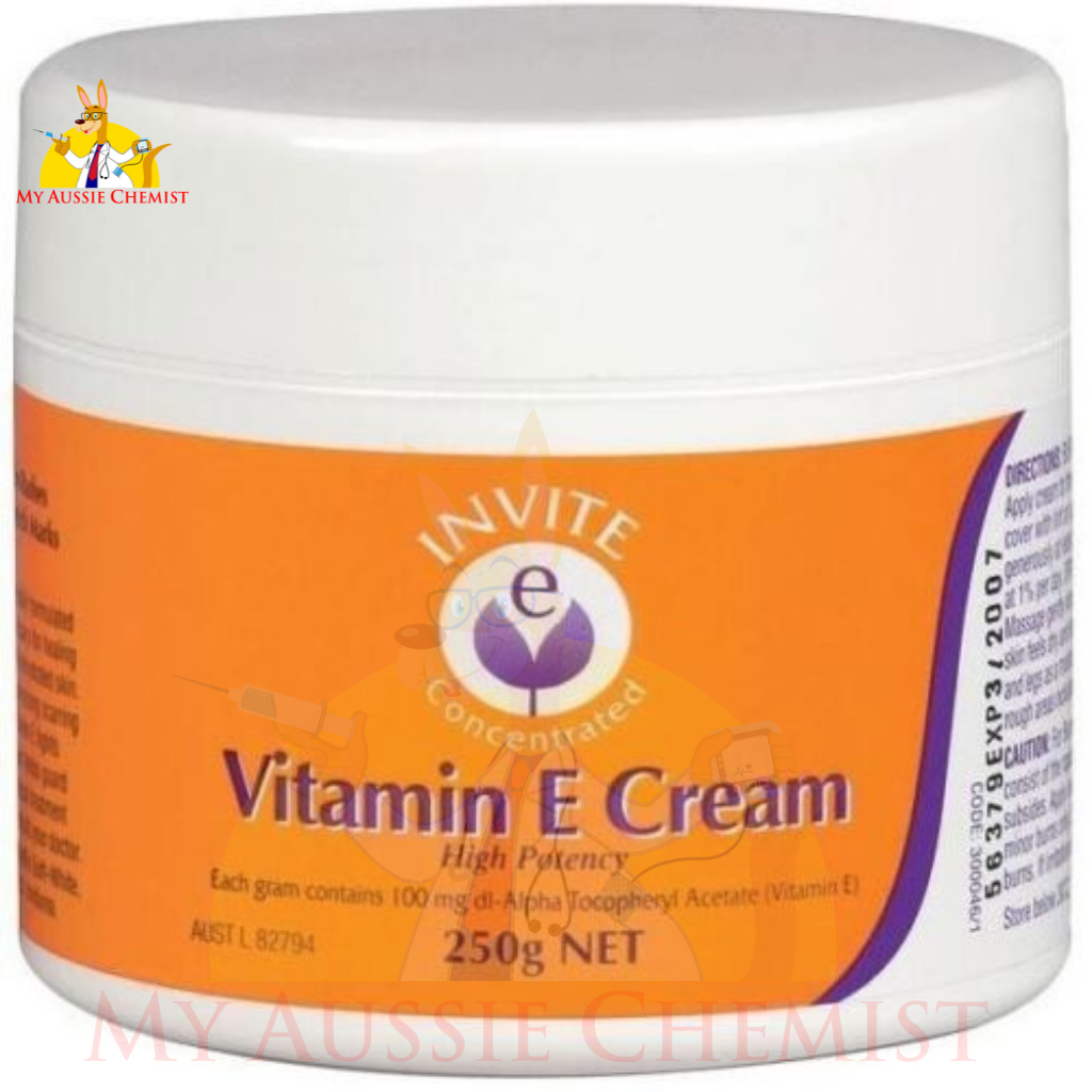 Invite Vitamin E Cream 250g Jar High Potency Antioxidant Dry Scaly Skin Wrinkles