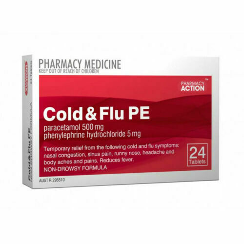 Cold & Flu PE Tablets 24 Pharmacy Action, Alternative to CODRAL