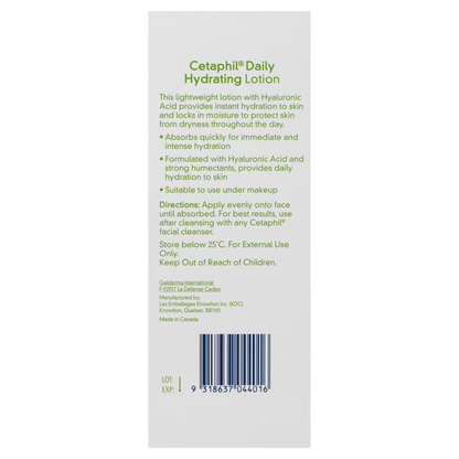Cetaphil Daily Hydrating Lotion with Hyaluronic Acid 88mL Face Very Dry Skin