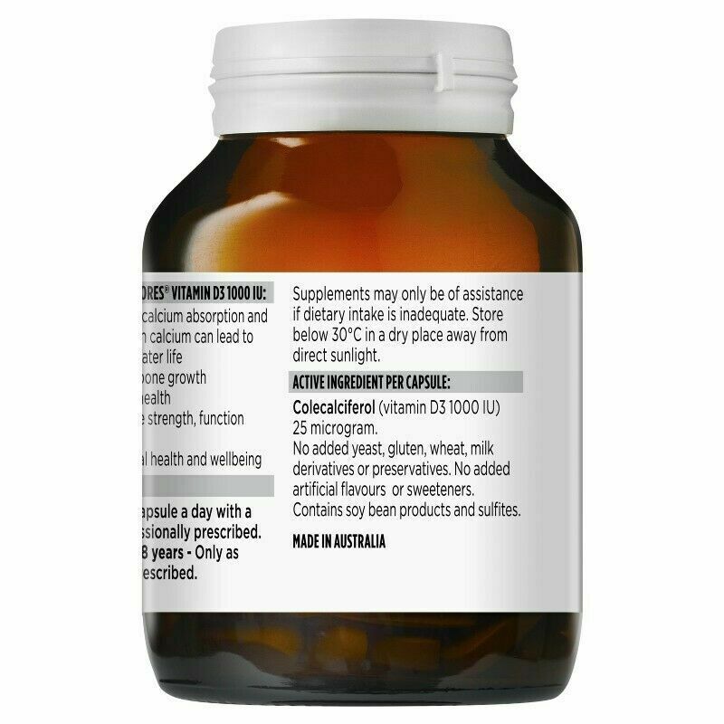 Blackmores Vitamin D3 1000IU 200 Capsules Bone Health Growth Osteoporosis