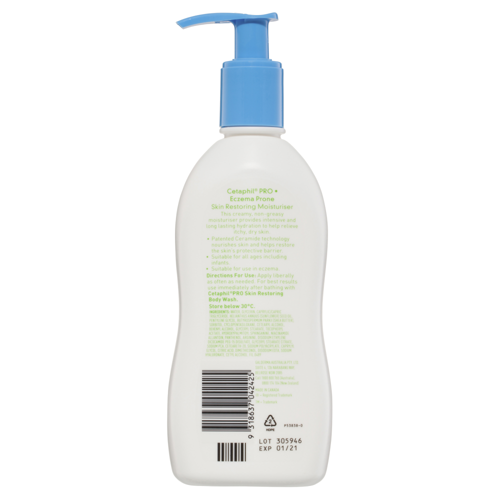 Cetaphil Pro Eczema Prone Skin Restoring Moisturiser 295mL Patented Ceramide