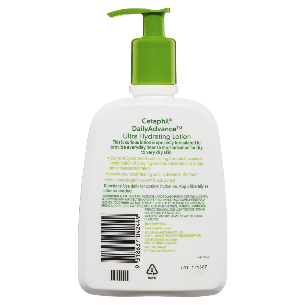 Cetaphil Daily Advance Ultra Hydrating Lotion 473mL Pump Very Dry Skin
