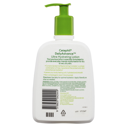 Cetaphil Daily Advance Ultra Hydrating Lotion 473mL Pump Very Dry Skin
