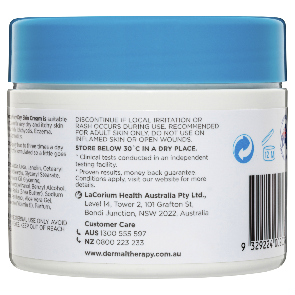 Dermal Therapy Very Dry Skin Cream 250g Increases Skin Hydration by 52%