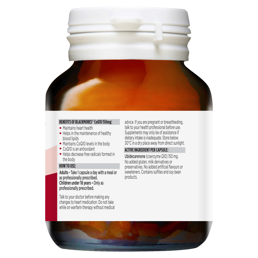 Blackmores CoQ10 150mg 30 Capsules Heart Health Coenzyme Q10 Antioxidant