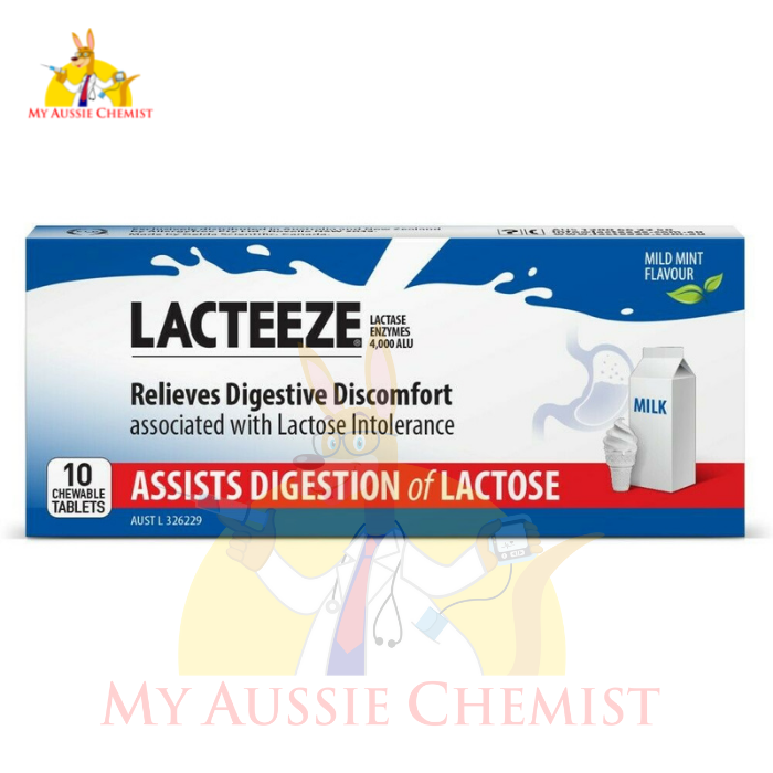 LACTEEZE 10 Chewable Tablets Assists Lactose Dairy Digestion Extra Strength