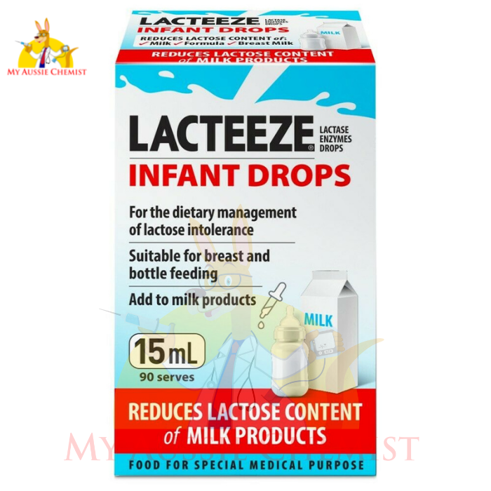 LACTEEZE Infant Drops 15mL (90 Serves) Reduces Lactose in Dairy Milk Products