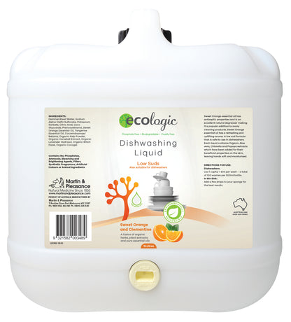 ECOLogic Sweet Orange & Clementine Dishwashing Liquid BULK 15L