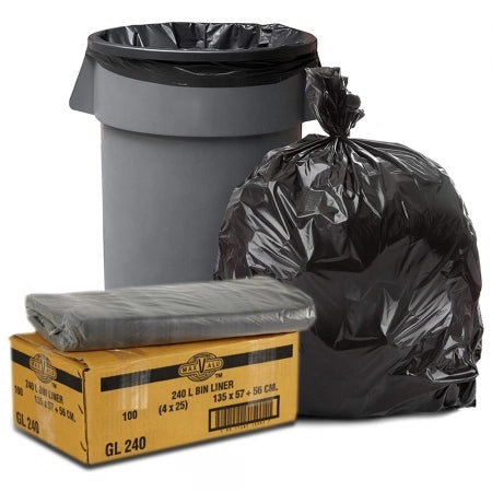 240L Heavy Duty Garbage Bags Black Box 100