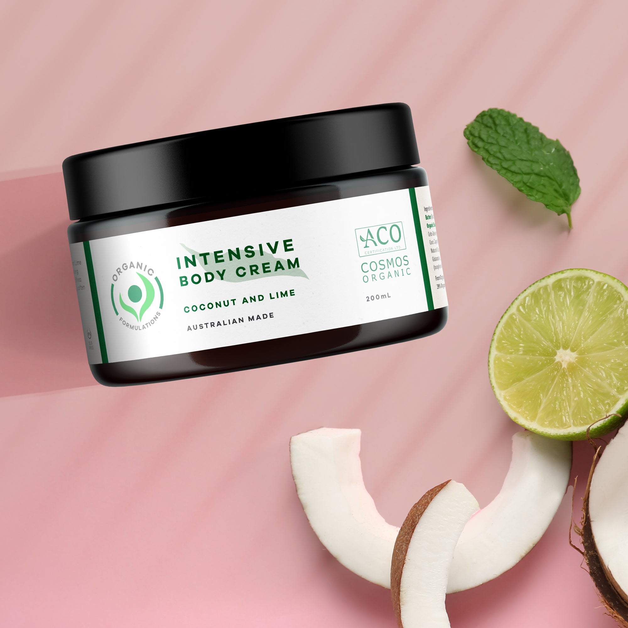 Organic Formulations Intensive Body Cream with Coconut and Lime 200mL